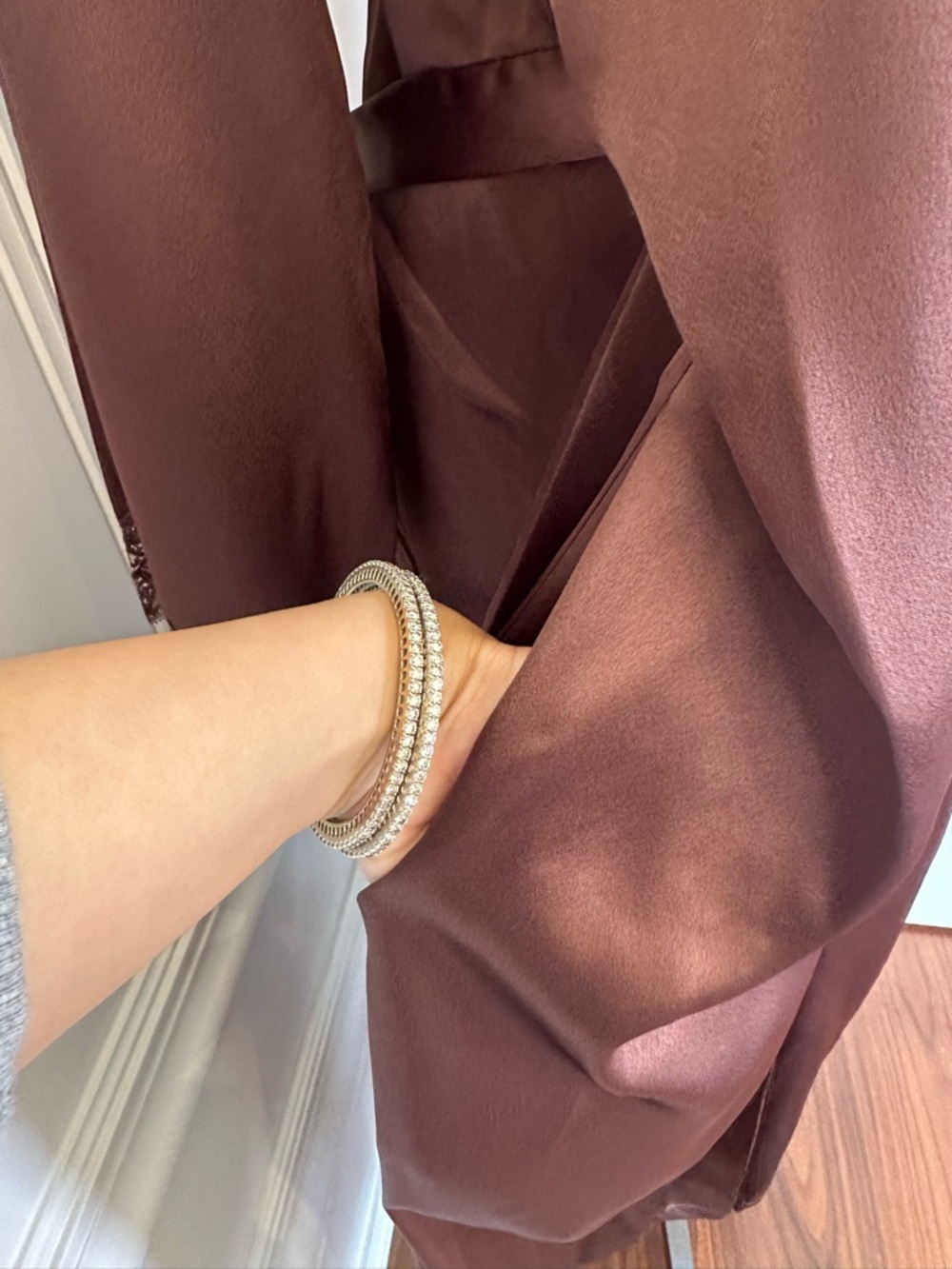 Valentino Neiman Marcus NWOT Vintage Brown Satin Lace Slip Dress & Robe (Medium) - Picture 7 of 10